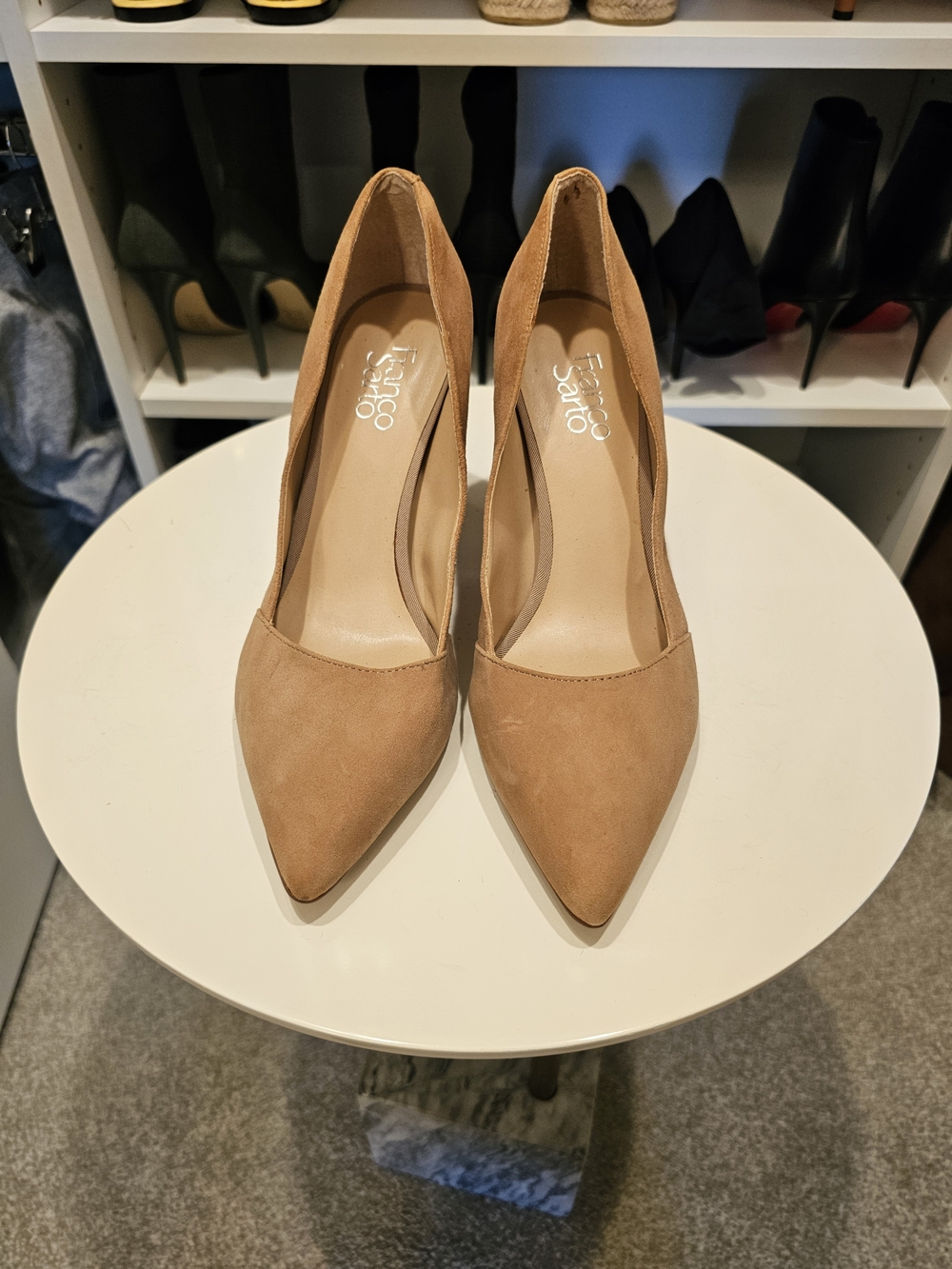 Franco Sarto Tan Suede Pointed-Toe Pumps